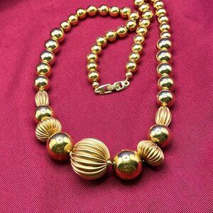 VTG Napier Chunky Gold-Tone Bead Necklace 1980s